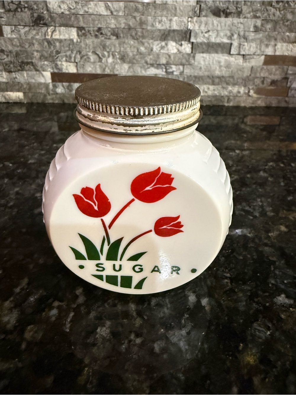 Vintage Rare Sugar Bottle Fire King Anchor Hocking Uranium